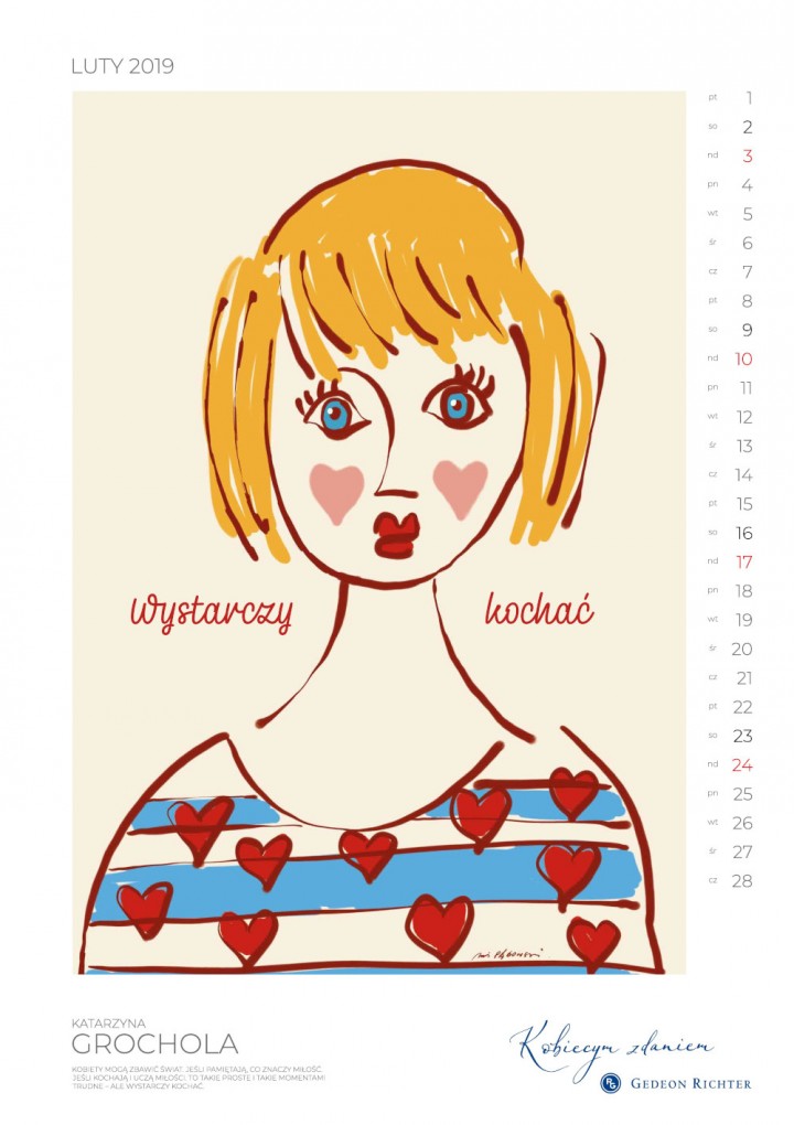 „Kobiecym zdaniem” to 8. edycja kalendarza, przygotowywanego przez Gedeon Richter, autorstwa Andrzeja Pągowskiego